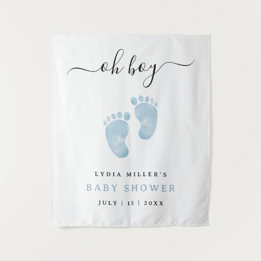 Blue Baby Feet Baby shower Welkomstbord Baby Boy Wandkleed (Voorkant)