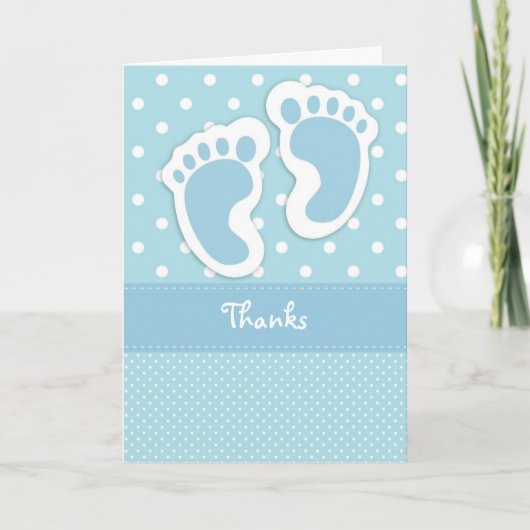 Blue Baby Foot Print bedankkaart (Voorkant)