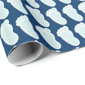 Blue Baby Footprint Baby shower Cadeaupapier (Rol Hoek)
