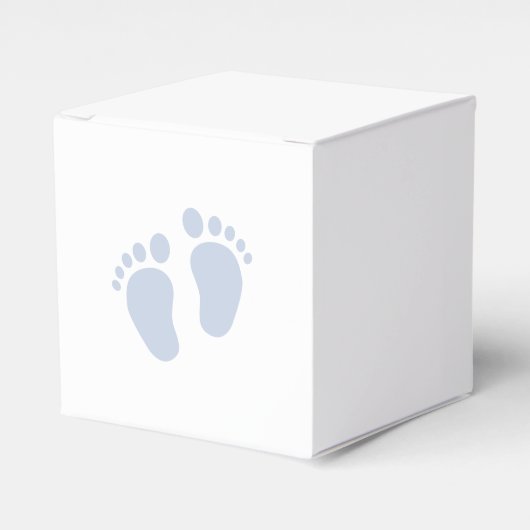 Blue Baby Footprint Favor Box | Baby jongen Bedankdoosjes (Voorkant Zijde)
