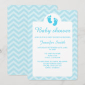 Blue Baby Footprint Silhouette Baby shower Kaart (Voorkant / Achterkant)