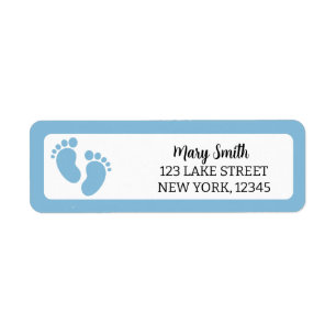 BLUE BABY FOOTPRINTS Retouradreslabel Etiket