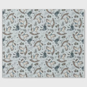 Blue Baby Gothic Floral Rocking Horse Cadeaupapier (Vlak)