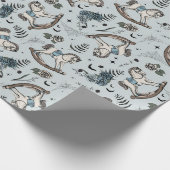 Blue Baby Gothic Floral Rocking Horse Cadeaupapier (Hoek)