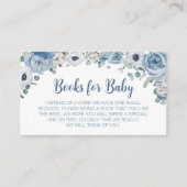 Blue Baby in Bloom Baby shower Boeken voor Baby Informatiekaartje (Voorkant)