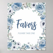 Blue Baby in Bloom Baby shower Favorieten Poster (Voorkant)