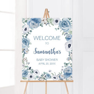 Blue Baby in Bloom Baby shower Welkom Poster