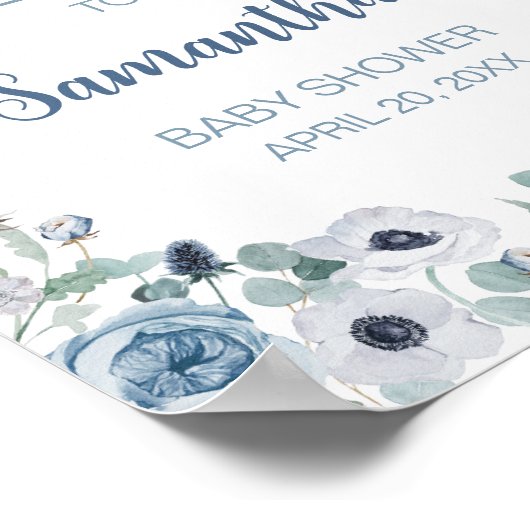 Blue Baby in Bloom Baby shower Welkom Poster