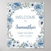 Blue Baby in Bloom Baby shower Welkom Poster (Voorkant)