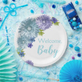 Blue Baby in Bloom Brunch Shower Papieren Bordje (Feest)