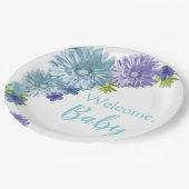 Blue Baby in Bloom Brunch Shower Papieren Bordje (Gekanteld)