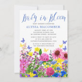 Blue Baby in Bloom Floral Baby shower Invitation Kaart (Voorkant)