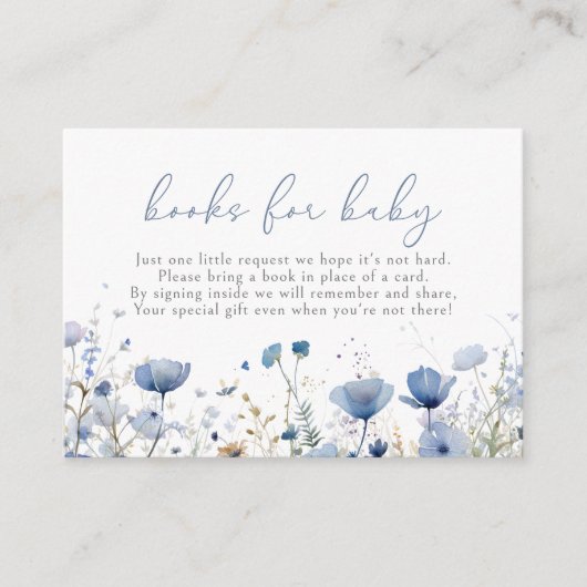 Blue Baby in Bloom Wildflower Boeken voor Baby Informatiekaartje (Voorkant)
