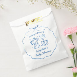 Blue Baby Is Brewing Coffee Baby Shower Favor Bag, Bedankzakje