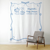 Blue Baby Is Brewing Coffee Baby Shower Wandkleed (In situ)