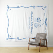 Blue Baby Is Brewing Coffee Baby Shower Wandkleed (In Situ (horizontaal))