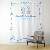 Blue Baby Is Brewing Coffee Baby Shower Wandkleed (In situ)