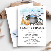 Blue Baby is Brewing Halloween Baby Shower Kaart