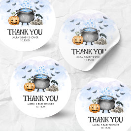 Blue Baby is Brewing Halloween Baby Shower Ronde Sticker