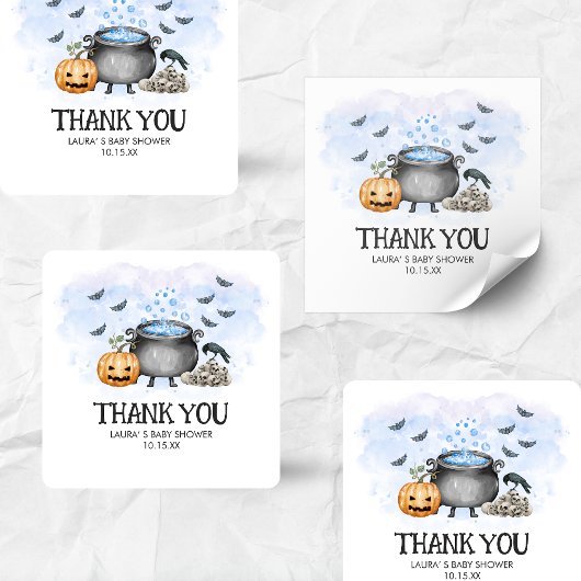 Blue Baby is Brewing Halloween Baby Shower  Vierkante Sticker