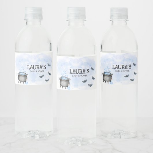 Blue Baby is Brewing Halloween Baby Shower Waterfles Etiket (Flessen)