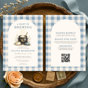 Blue Baby is Brewing Halloween Boy Baby Shower Kaart