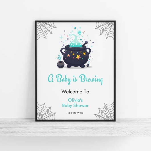 Blue Baby is brouwen Halloween Baby shower Welkom Poster