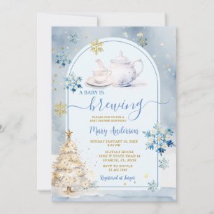 Blue Baby is brouwen Tea Party Winter Baby shower Kaart