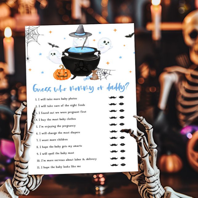 Blue Baby is het brouwen van gok wie mama of papa  (Baby is Brewing Baby Shower Bingo Game Guess who Mommy or Daddy Game)