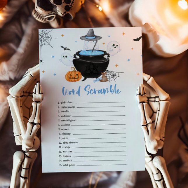 Blue Baby is het brouwen van Word Scramble Game (Baby is Brewing Baby Shower Word Scramble Game )