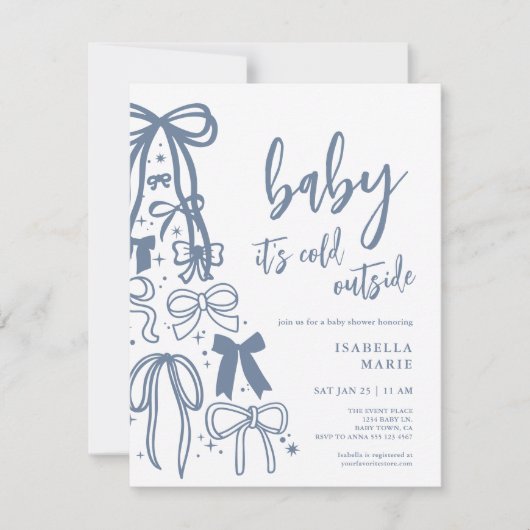 Blue Baby is koud buiten Baby shower uitnodiging (Voorkant)