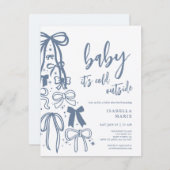 Blue Baby is koud buiten Baby shower uitnodiging (Voorkant / Achterkant)