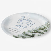 Blue Baby It's Cold Outside Baby Shower Papieren Bordje (Gekanteld)