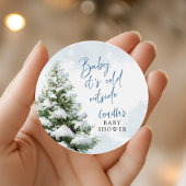 Blue Baby It's Cold Outside Baby Shower Ronde Sticker