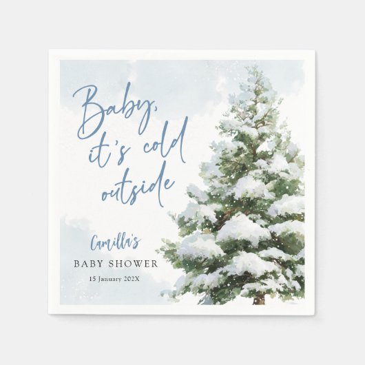 Blue Baby It's Cold Outside Baby Shower Servet (Voorkant)