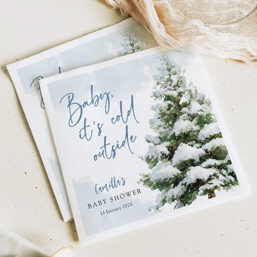 Blue Baby It's Cold Outside Baby Shower Servet