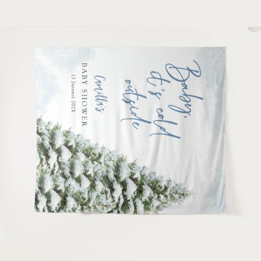 Blue Baby It's Cold Outside Baby Shower Wandkleed (Voorkant (horizontaal))