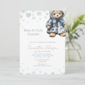 Blue Baby It's Cold Outside Teddy Bear Kaart (Staand voorkant)