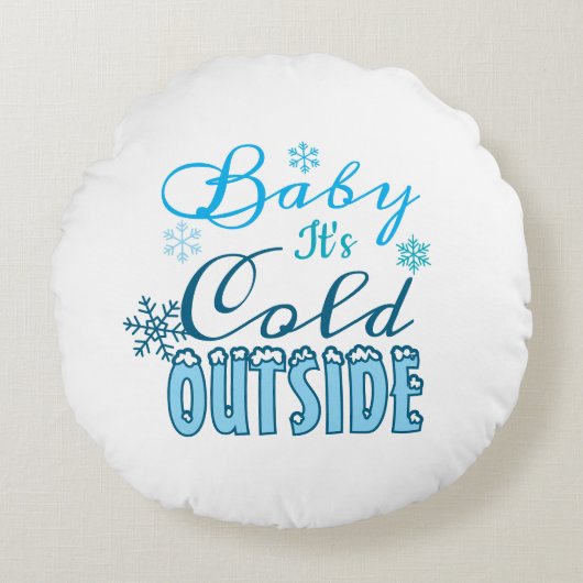 Blue Baby It's Cold Outside Winter Snowflake Kid's Rond Kussen (Voorkant)