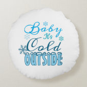 Blue Baby It's Cold Outside Winter Snowflake Kid's Rond Kussen (Achterkant)