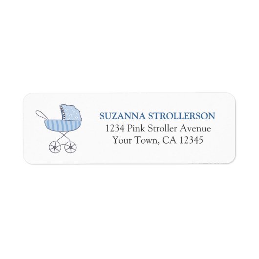 Blue Baby kinderwagen retouradres label (Voorkant)