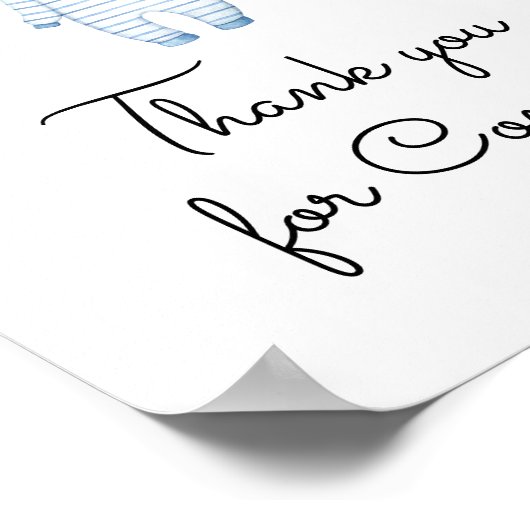 Blue Baby Kleding Baby shower Bedankt voor uw koms Poster (Hoek)