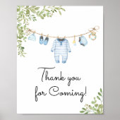 Blue Baby Kleding Baby shower Bedankt voor uw koms Poster (Voorkant)