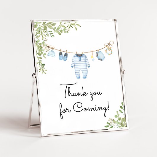 Blue Baby Kleding Baby shower Bedankt voor uw koms Poster