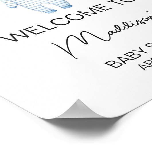 Blue Baby Kleding Baby shower Welkom Poster (Hoek)