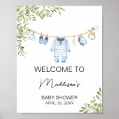 Blue Baby Kleding Baby shower Welkom Poster (Voorkant)