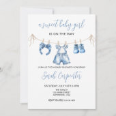 Blue Baby Kleding Meisje Baby shower Kaart (Voorkant)
