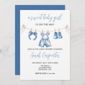 Blue Baby Kleding Meisje Baby shower Kaart (Voorkant / Achterkant)