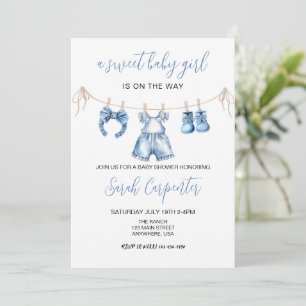 Blue Baby Kleding Meisje Baby shower Kaart