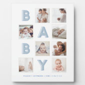 Blue Baby Letters Newborn Baby Photo Grid Collage Fotoplaat (Voorkant)